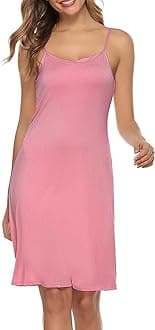 Shoppy Villa Women's Full Slip Dress - Spaghetti Strap Long Inner Undergarment Nightwear, Knee-Length Spaghetti Slip for Dresses & Loungewear - Free Size