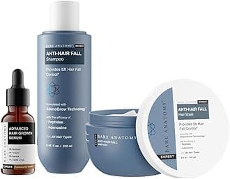 Bare Anatomy Anti-Hair Fall Shampoo + Mask | 5X Hair Fall Control | For All Hair Types | Advanced Hair Growth Serum for Women & Men