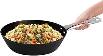 amicus Pre-Seasoned Iron Frying Pan for Cooking, Deepfry, Stirfry, Fish Omlette Egg Frypan, Gas Stove & Induction Friendly, Naturally Nonstick, 25 Cm, 2 Litre, 1.28 kg