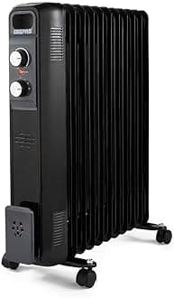 Geepas Oil Filled Radiator Heater 2500W, 11 Fin | Portable Electric Heater 3 Heat Settings | Adjustable Thermostat Safety Cut-off Overheat Protection Energy Efficient Heating | 2 Year Warranty Black