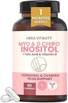 Myo-Inositol & D-Chiro Inositol Capsules for Women | 60 Capsules – 1 Month Supply | with Folic Acid & Vitamin D3 | Hormone Balance Support | High Strength Inositol Complex