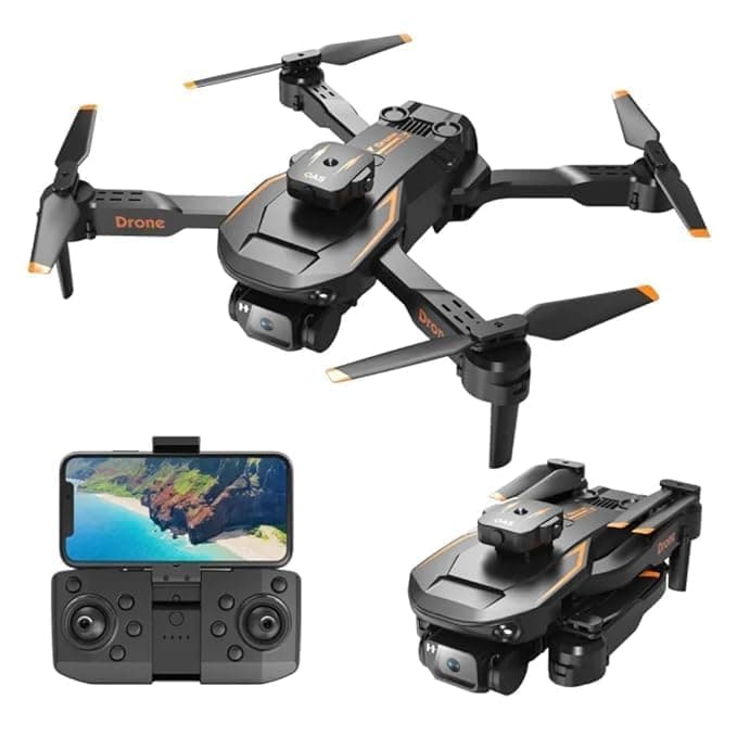 WEADFAX Foldable Remote Control Drone with Camera HD Wide Angle Lens Optical Flow Positioning with 1800Mah Battery WiFi FPV 4-Axis Camera with Dual Flash Lights (A19)