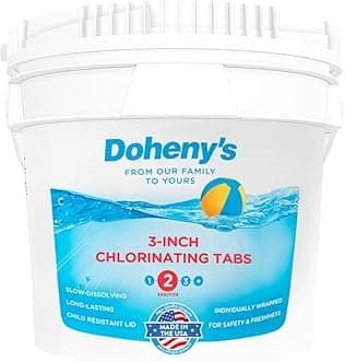 Doheny’s 3-Inch Stabilized Chlorine Tablets for Sanitizing Swimming Pools | 99% Pure Tri-Chlor, 90% Available Chlorine | Long-Lasting, UV-Protected, Slow-Dissolving | Individually Wrapped 25lb Bucket