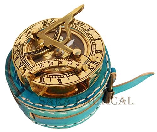Steampunk for Solid Brass Sundial Compass in Fitted Leather Box