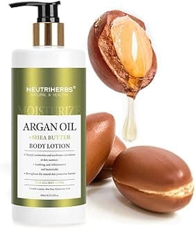Neutriherbs Body Lotion for Women Dry Skin with Argan Oil + Shea Butter Firming Body Lotion Anti-inflammatory and Bactericidal for All Skin Types 13.52 Fl Oz Pump Bottle