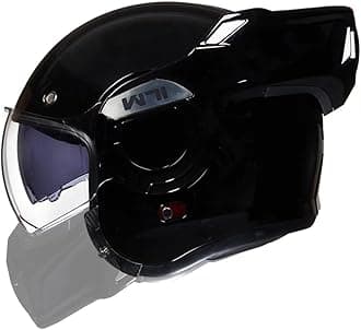 ILM Vintage Full Face Modular Motorcycle Helmet for Adults Men ATV UTV Snowmobile with 180° Reversible Chin Guard DOT Model-B707(Gloss Black, L)