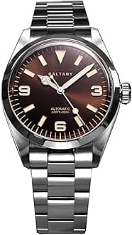 Baltany 39MM Vintage Explorer Homage Men Watches Stainless Steel Bracelet PT5000 Automatic Dress Watch