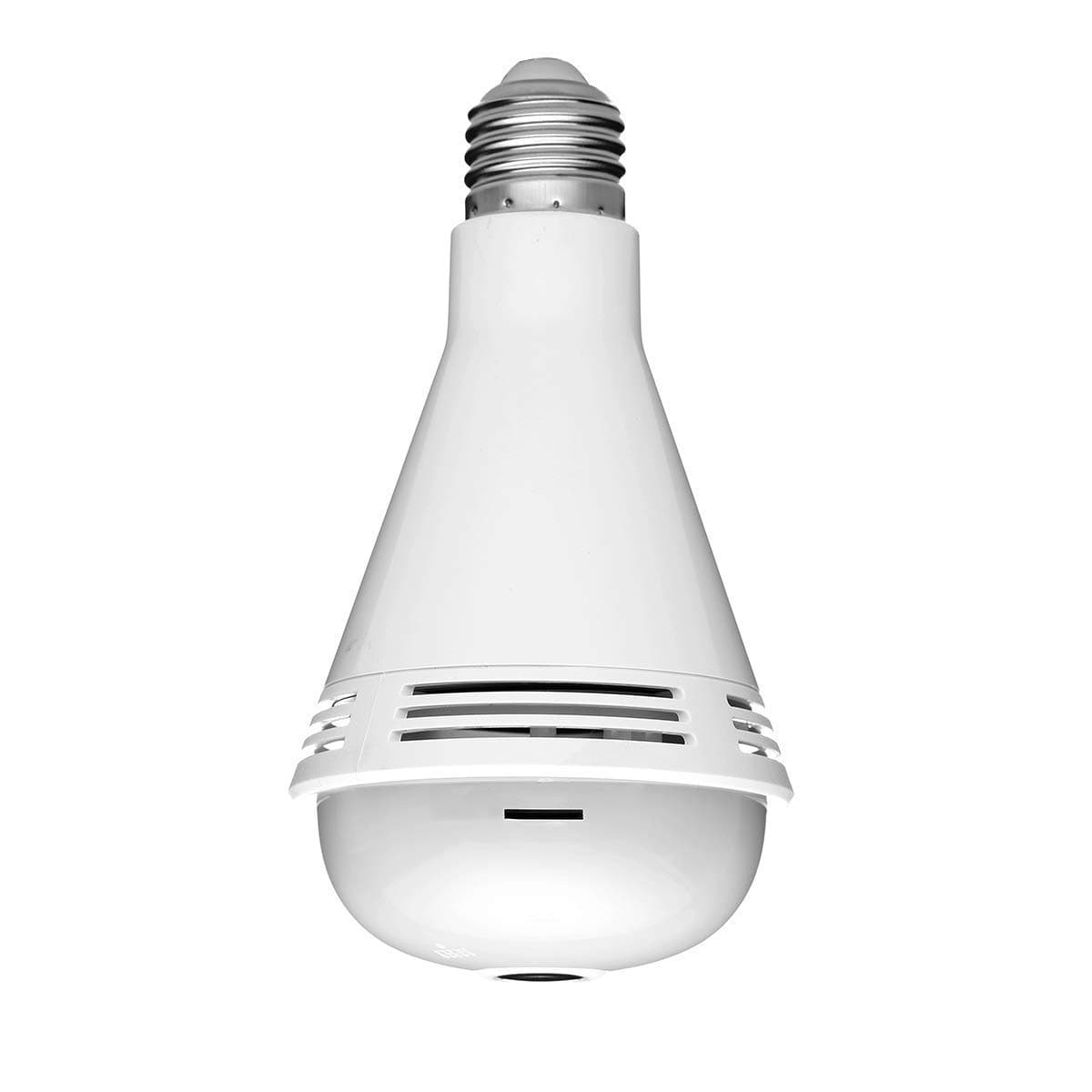 EMAX Security Camera, LED Light Bulb IP Camera, 360 Degrees Fisheye Lens Panoramic Camera, P2P Wi-Fi connection, Real Time Monitoring and Intercom, Motion Detection, Home Security System (1080P RGB)