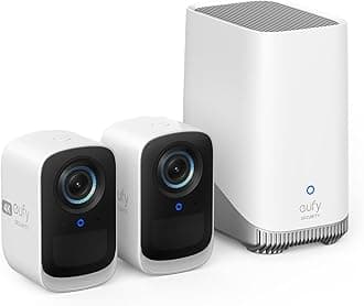 Camera eufyCam 3C 2-Cam Kit 4K Security Camera Outdoor Wireless, Expandable Local Storage Up To 16TB, Face Recognition AI, Spotlight, Color Night Vision, No Monthly Fee,Works with Alexa