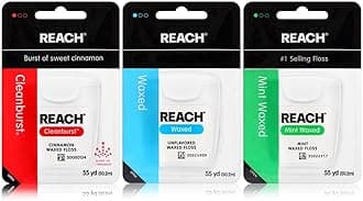 Waxed Dental Floss Variety 3 Flavor Pack | Effective Plaque Removal, Extra Wide Cleaning Surface | Shred Resistance, Slides Smoothly & Easily | Unflavored, Mint, Cinnamon, 55 Yards Each