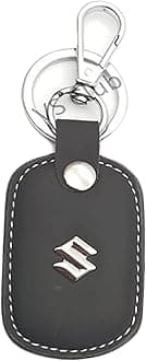 Logo Keychain for Car Bike Scooter Compatible with Maruti Suzuki Swift Dzire WagonR Ertiga Brezza Alto Jimny Ciaz Baleno Eeco | Premium Stylish Vegan Leather Key Chain Gift For Birthday..