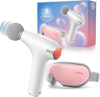 RENPHO Eye Massager & Mini Massage Gun, Gifts for Her,Heated Eye Mask with Bluetooth, Massage Gun with Heat and Cold, Relaxation Massager Set with Exquisite Box, Birthday Gifts for Women