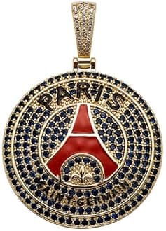 Official Football Team Pendant – 14K Gold Plated Silver Sterling 925 Pendant Badge Necklace with Cubic Zirconia Diamonds for Men & Women – Premium Football/Soccer Fan Gift – Engraved Logo | International Football League