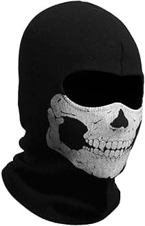 Black Balaclava Ghosts Skull Full Face Mask, Windproof Ski Mask Motorcycle Face Masks Tactical Balaclava Hood for Men Women Youth Halloween Cosplay Outdoor Sport Cycling Skiing Hiking