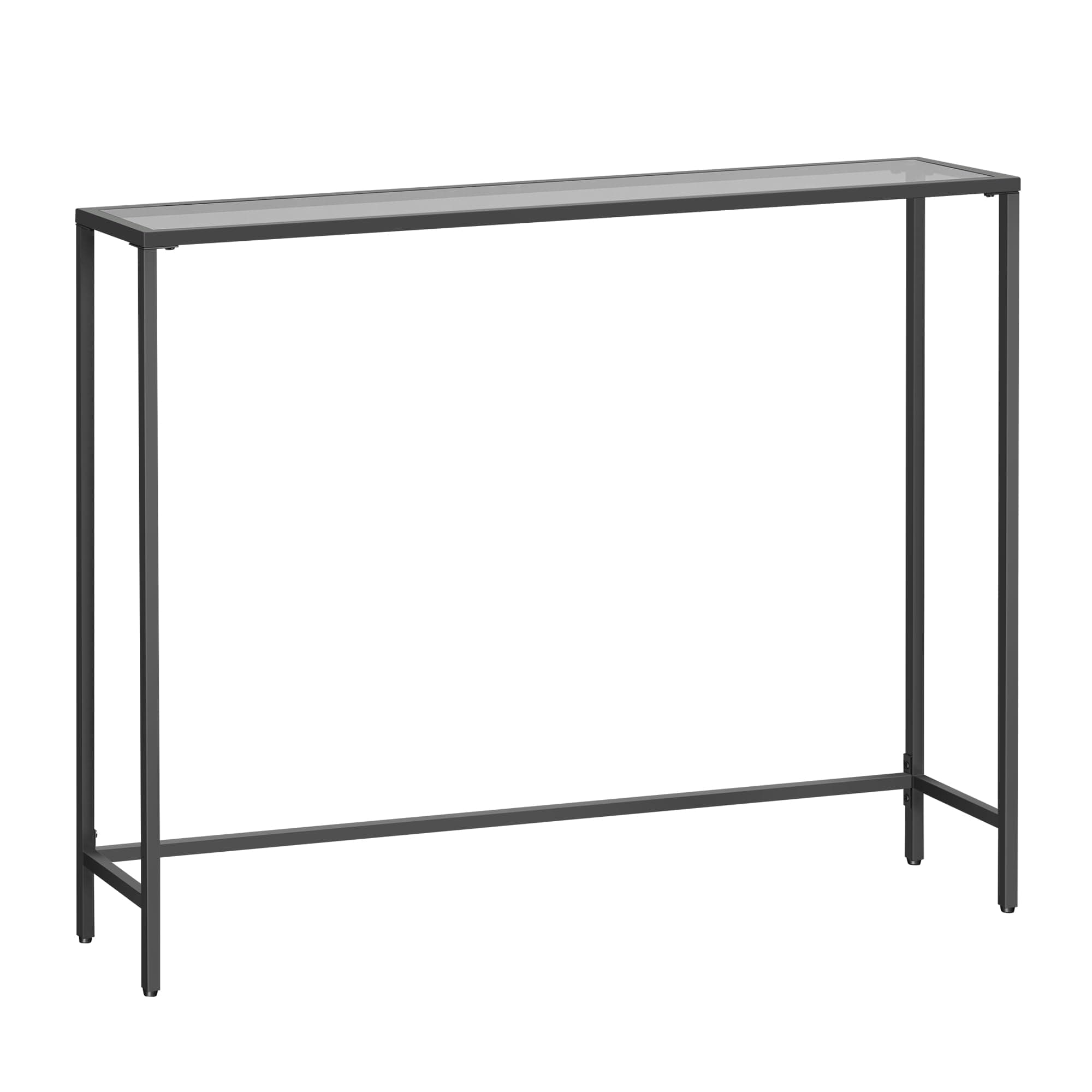 VASAGLE Console Table, Side Table, Tempered Glass Tabletop, Modern Sofa Table, Easy Assembly, with Adjustable Feet, for Living Room, Hallway, Ink Black and Slate Grey LGT132B01