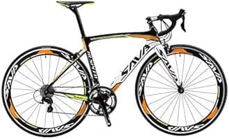 SAVADECK Carbon Road Bike, Warwinds3.0 700C Carbon Fiber Racing Bicycle with SORA 18 Speed Derailleur System and Double V Brake