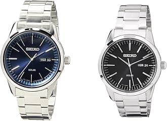 Seiko Solar Men's Watch Stainless Steel Metal Strap SNE525P1 & Mens Analogue Quartz Watch with Stainless Steel Strap SNE527P1