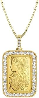 Diamond Pamp 24K Yellow Gold Suisse Bar 1oz-gram Lady Fortuna with 14k yellow gold frame