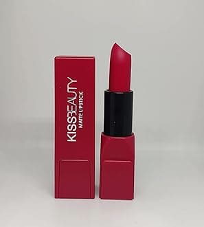 Kiss Beauty Bold Hot and Soft Matte Lipstick Intense Color Long Lasting Smudge Proof Water Proof, Keeps Lips Moisturized. Vegan & Cruelty Free Lipstick for Women (Brown) (RED)
