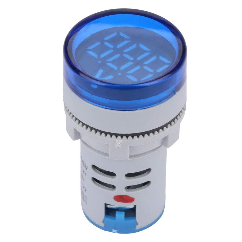 Digital Mini LED Display Voltmeter, DC 6-100V LED Voltmeter Signal Light Digital Display DC Voltage Meter Indicator Round Lamp Tester (Blue)