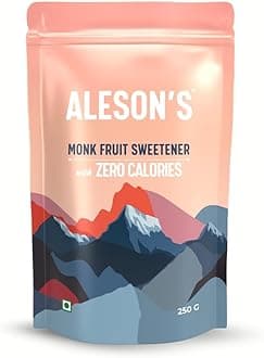 - ALESON'S Monk Fruit Sweetener | Zero-Calorie Natural Sugar Substitute | 250gm | Keto & Diabetic Friendly | Non-GMO & Gluten-Free | Ideal for Baking, Cooking & Beverages