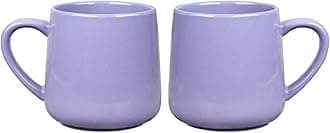 Glossy Ceramic Coffee Mugs Set of 2, Tea Cup for Office and Home, 18 oz, Suitable for Dishwasher and Microwave(Purple, 2)