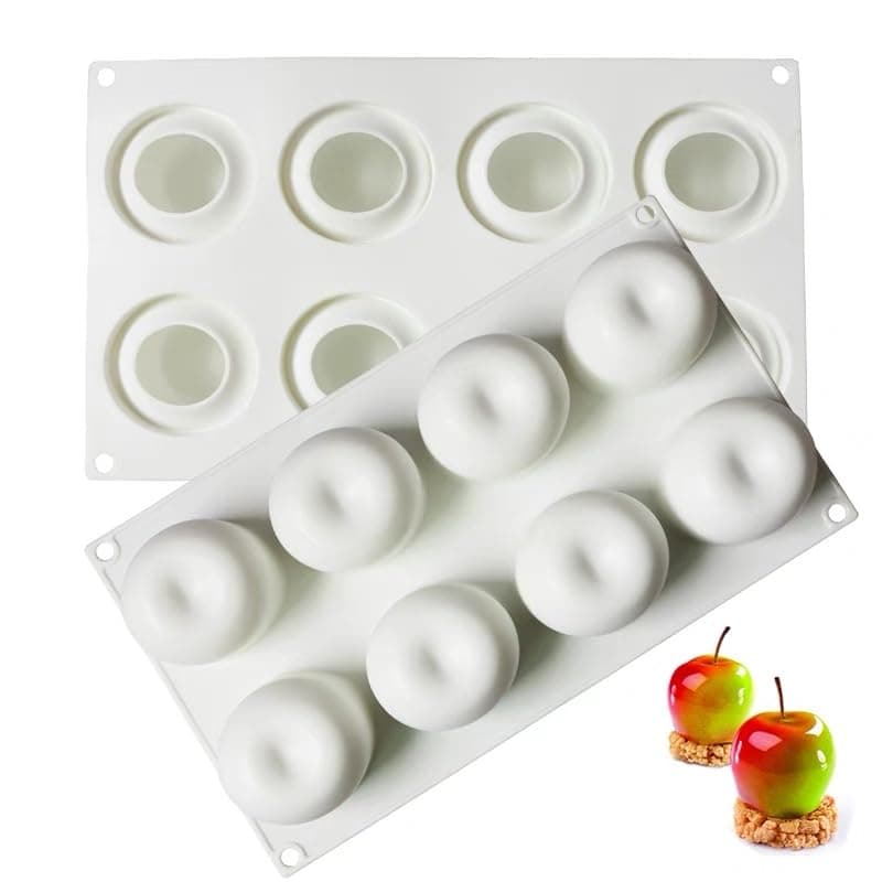 3D Apple Shape Silicone Baking Mold, 8-Cavity