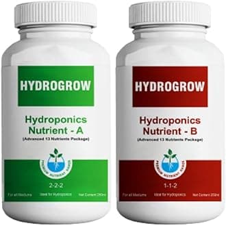 Garden Genie Hydro Grow A & B Hydroponic Nutrient Bottles - 500 Ml | Npk, Macro & Micro Nutrients For Plants | Balanced Plant Nutrition, Ideal for Vertical Farming | 50 Liter Nutrient Solution, Liquid