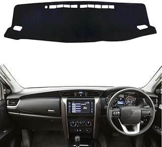 Car Dashboard Cover Anti-Scratch Dash Cover Interior Dash Covers - for Toyota Fortuner SW4 2016 2017 2018 2019 2020 2021 2022 2023, Black(Black Edge), Right Hand Drive