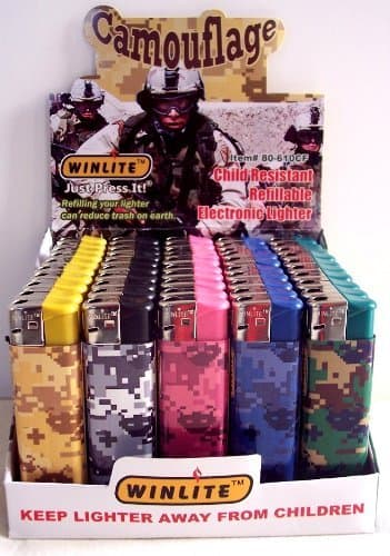 Camouflage 50 Count Refillable Lighters Display