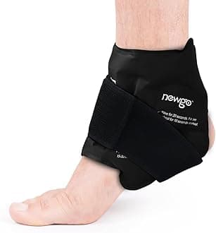 NEWGO Ankle Ice Pack Wrap for Injuries Reusable, Hot Cold Therapy Gel Foot Ice Pack for Pain Relief, Ankle Swelling, Achilles Tendinitis, Plantar Fasciitis, Sprained, Surgery Recovery (Black)