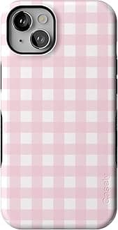 Casely iPhone 14 Case | Pink Plaid | Sunday Best | Compatible with MagSafe | Bold Protective Design