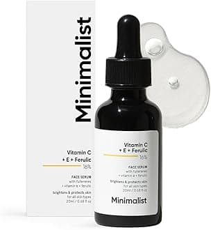 Minimalist 16% Vitamin C Face Serum with Ferulic Acid & Vitamin E | Advanced Skin Brightening & Anti-Aging |Potent Antioxidant for Sun Damage & Dark Spots|86% Pure Ethyl Ascorbic Acid Fullerene|30 ml