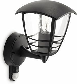 Philips myGarden Creek Outdoor Wall Light with Motion Sensor (Requires 1 x 60 W E27 Bulb), 220-240V, Black