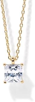 PAVOI 14K Gold Plated Cubic Zirconia Diamond Pendant Necklace for Women | Adjustable Slider