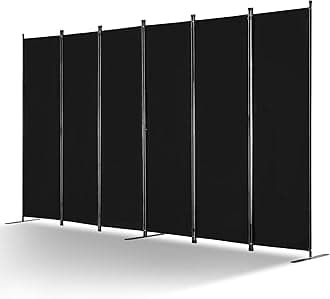 VEVOR Room Divider, 6 Panels Room Divider, Folding Privacy Screen and Portable Partition Divider for Room Separation, Freestanding Room Partitions for Office, Bedroom, Study, Black