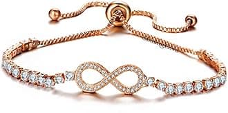 Shining Diva Fashion Latest Stylish Austrian Crystal Rose Gold Charm Bracelet for Women