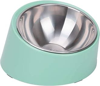 SuperDesign Mess Free 15° Slanted Bowl for Dogs and Cats, Tilted Angle Bulldog Bowl Dog Feeder, Non-Skid & Non-Spill, Easier to Reach Food S/0.5 Cup Teal