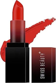Swiss Beauty Hd Matte Pigmented Smudge Proof Lipstick | Creamy Matte Long Stay Lipstick | Orange Red, 3.4g
