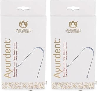 Maharishi Ayurveda Ayurdent Tongue Cleaner for Kids Ages 10+ and Adults - Premium Ayurvedic Silver Oral Hygiene Tongue Scraper Tool for Effective Bacteria & Plaque Removal (Pack of 2)