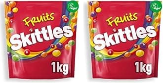 Skittles Vegan Sweets, Fruit Chewy Sweets, Bulk Sharing Bag, Sweets Gift, 1 kg (Pack of 2)