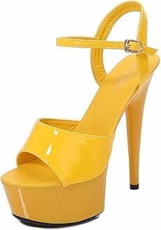 15CM/5.9IN Unisex Men's Women's Stilettos Ankle Strap High Heels Sandals Platform Party Shoes Open Toe Stiletto Pumps