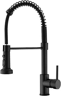 Black Kitchen Tap, Kitchen Mixer Tap with Pull Out Sprayer, Commercial, Matte Black