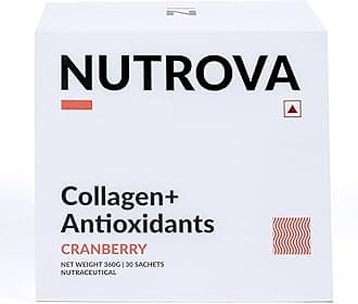 NUTROVA Collagen+Antioxidants Supplement - of Marine Collagen Powder for Men & Women,Increases Skin Hydration,Reduces Skin Damage,Supports Healthy Skin,Hair & Nails,Cranberry, 1 count,30 Servings