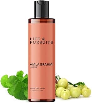 Amla Brahmi Hair Oil for Hair & Scalp Health - 100 ml | Natural, Indian Ayurveda Oil for Healthy & Shiny Hair | Coconut, Castor, Sesame, Triphala, Gotukola