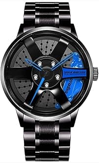 Wheel Watch, Stainless Steel With Japanese Quartz Movement, Waterproof Sports Wrist Watch With Rim Hub Design for Men/Car Enthusiast
