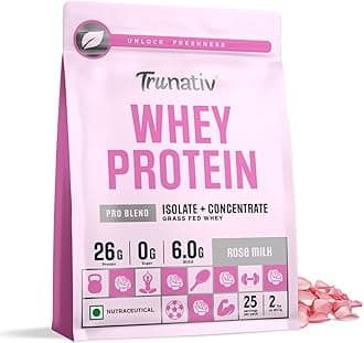 - Trunativ Pro Blend Whey Protein Powder Isolate & Concentrate | 100% Light & Clean Protein Powder | 26g Protein | 6g BCAA | 12.52g EAA | No added sugar | Rose Milk 2lbs (907g)