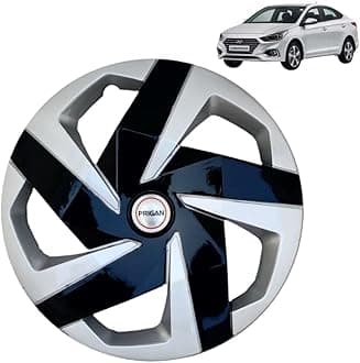 Prigan Wheel Cover for Verna (S(O) & SX Only) Silver Black Wheel Cover 16" for Hyundai Verna (Set of 4 Pcs) (Press Fitting) Model Name- Magnite DC 16