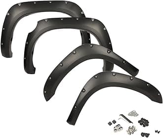 PIT66 Fender Flare, Compatible with 2007-2013 Toyota Tundra 4-Piece Fender Flare Set Black Pocket/Rivet Style Smooth Finish