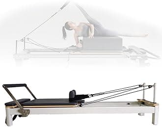 KLUFO Pilates Reformer | Compact At-Home Workout Machine | Smooth & Quiet | Max Weight 330lbs | Suitable Users 4’10 – 6’4” | Gray